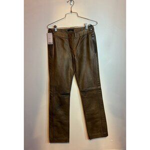 Prada Leather Brown Biker Pants
